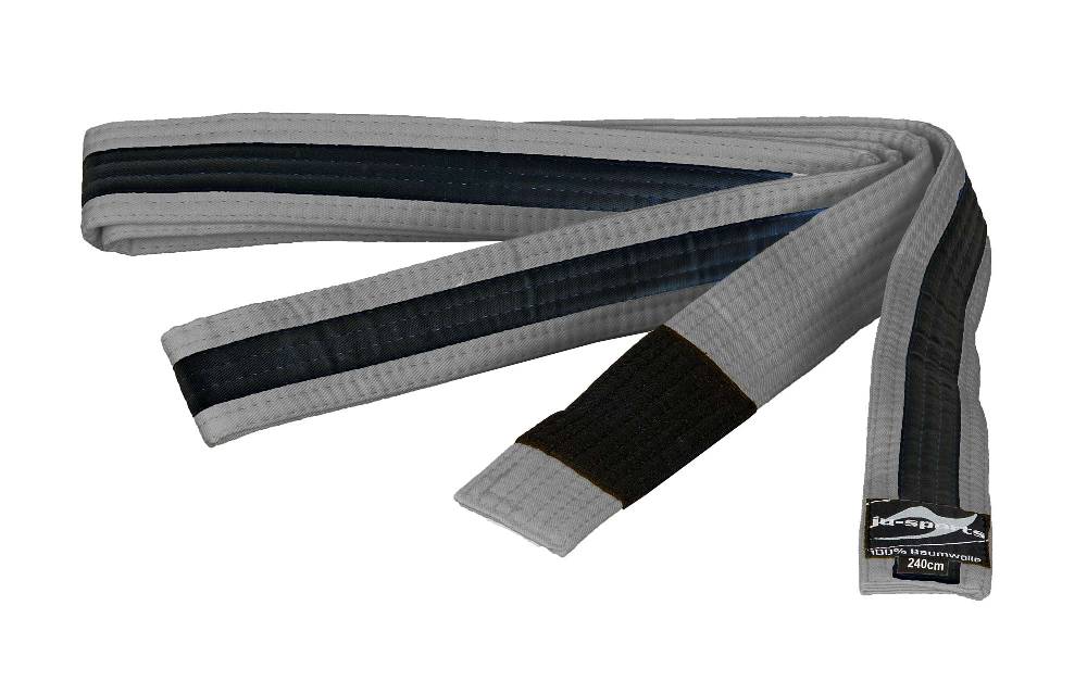 Ju Sports BJJ Kindergürtel grau mit schwarzem Streifen