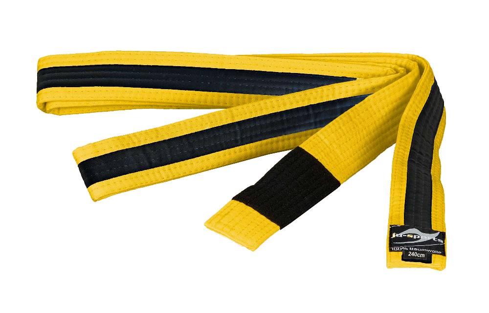 Ju Sports BJJ Kindergürtel gelb mit schwarzem Streifen