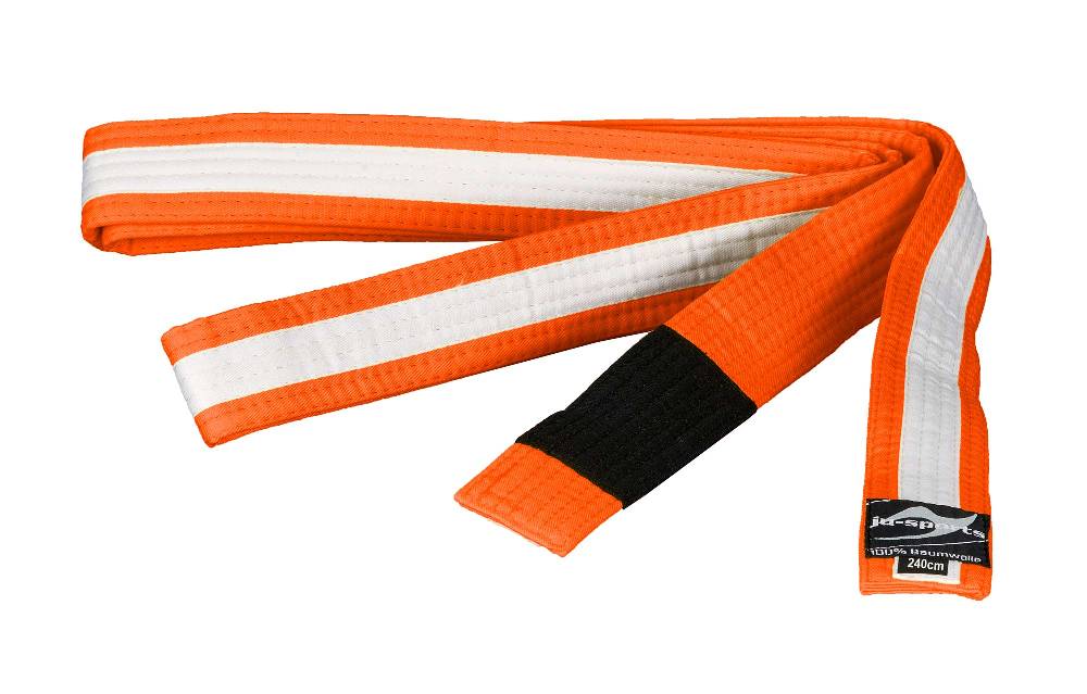 Ju Sports BJJ Kindergürtel orange mit weißem Streifen