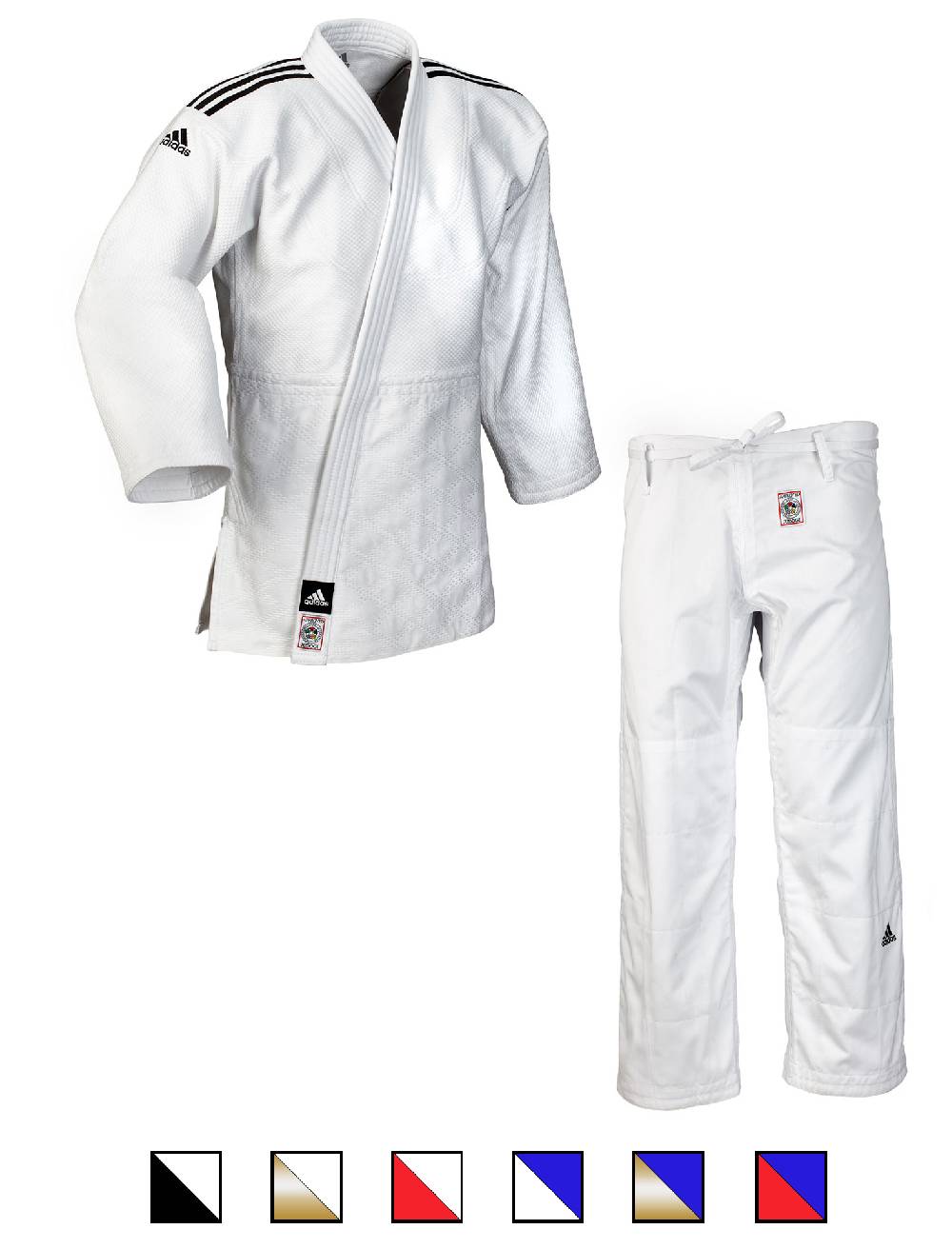 Ju Sports adidas Judoanzug CHAMPION II IJF, weiß/schwarze Streifen, JIJF