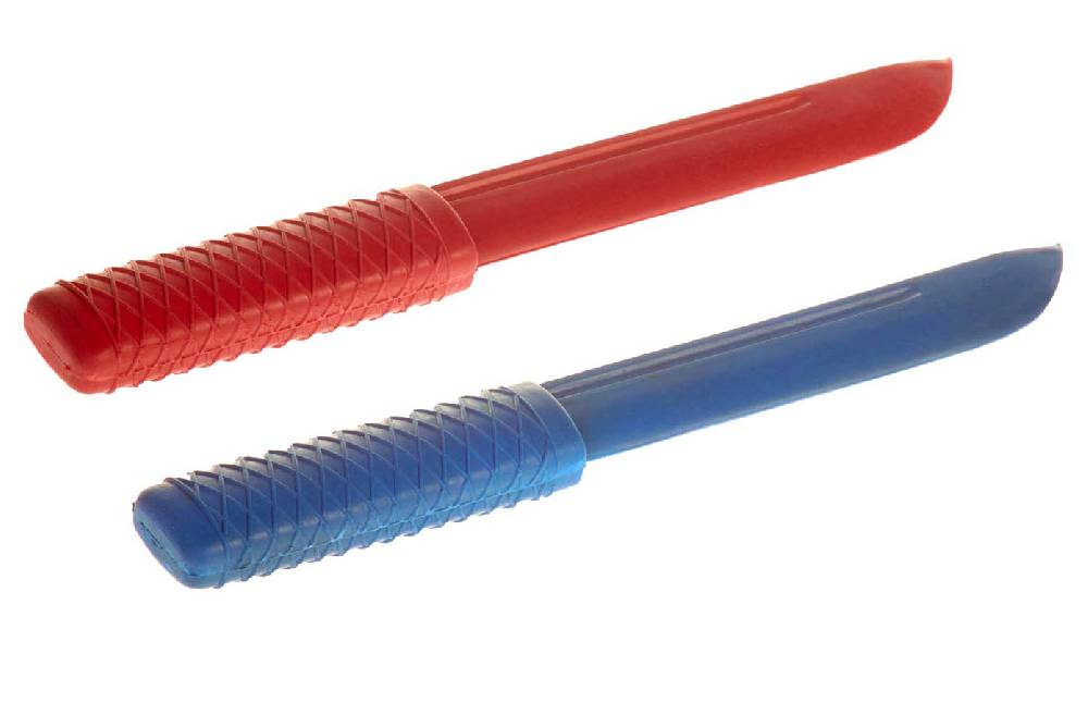 Ju Sports Ju-Jutsu Duo-Messer-Set: Gummimesser rot und blau