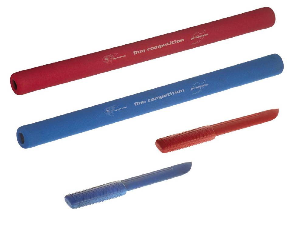 Ju Sports Ju-Jutsu Duo-Waffen-Set: Soft Stick rot und blau, Messer rot und blau
