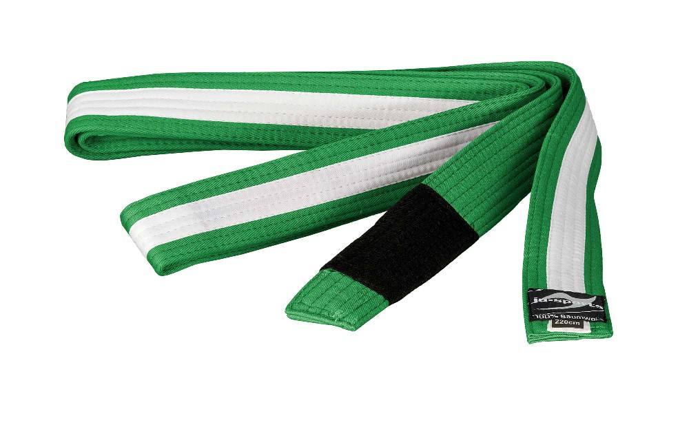 Ju Sports BJJ Kindergürtel grün mit weißem Streifen