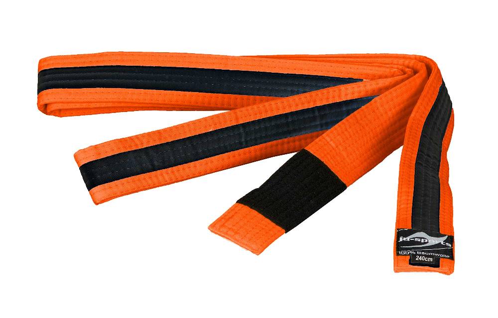 Ju Sports BJJ Kindergürtel orange mit schwarzem Streifen