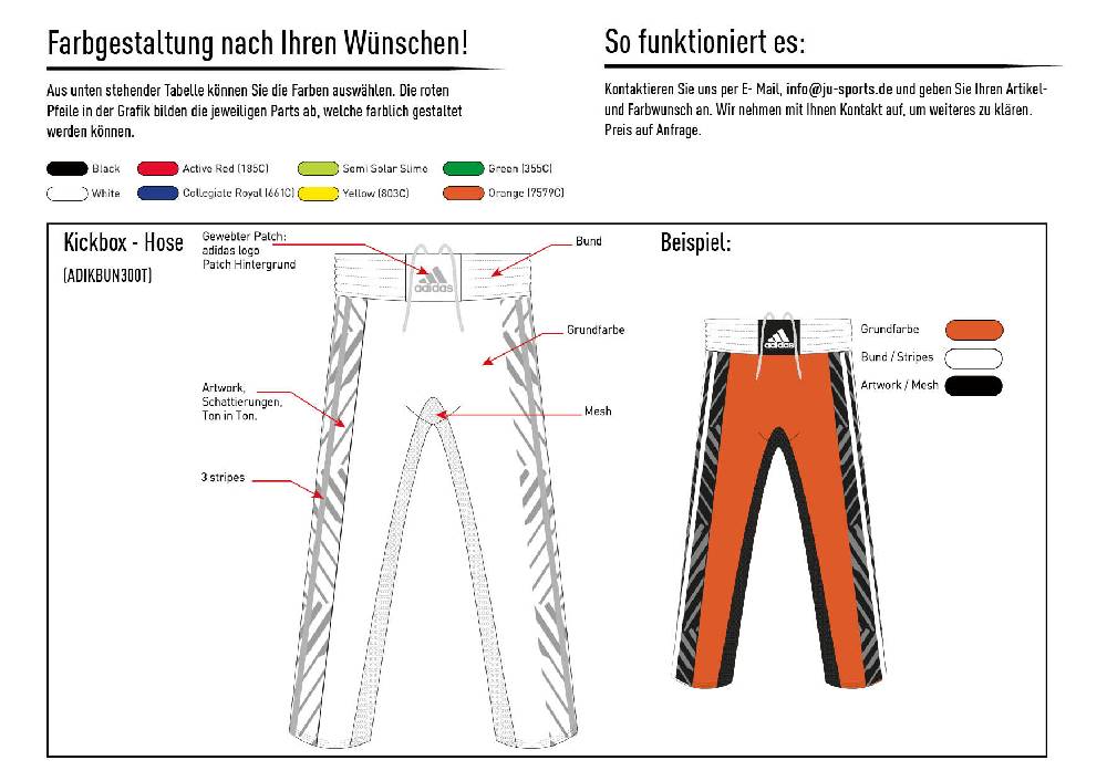 Ju Sports adidas Kickbox-Hose nach Kundenwunsch, adiKBUN300T