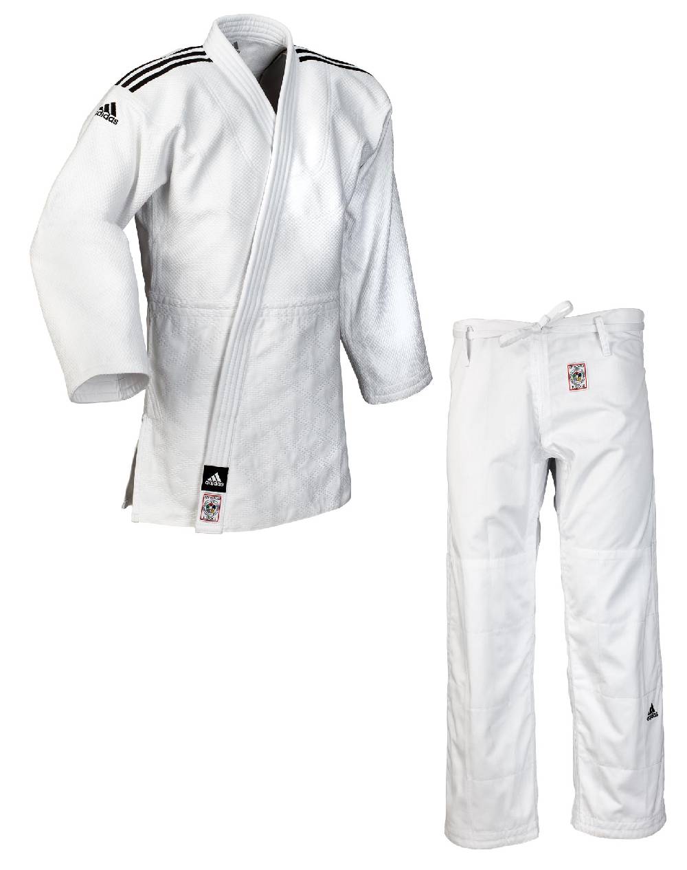 Ju Sports adidas Judoanzug CHAMPION II IJF slim cut, weiß/schwarze Streifen, JIJFS Auslauf