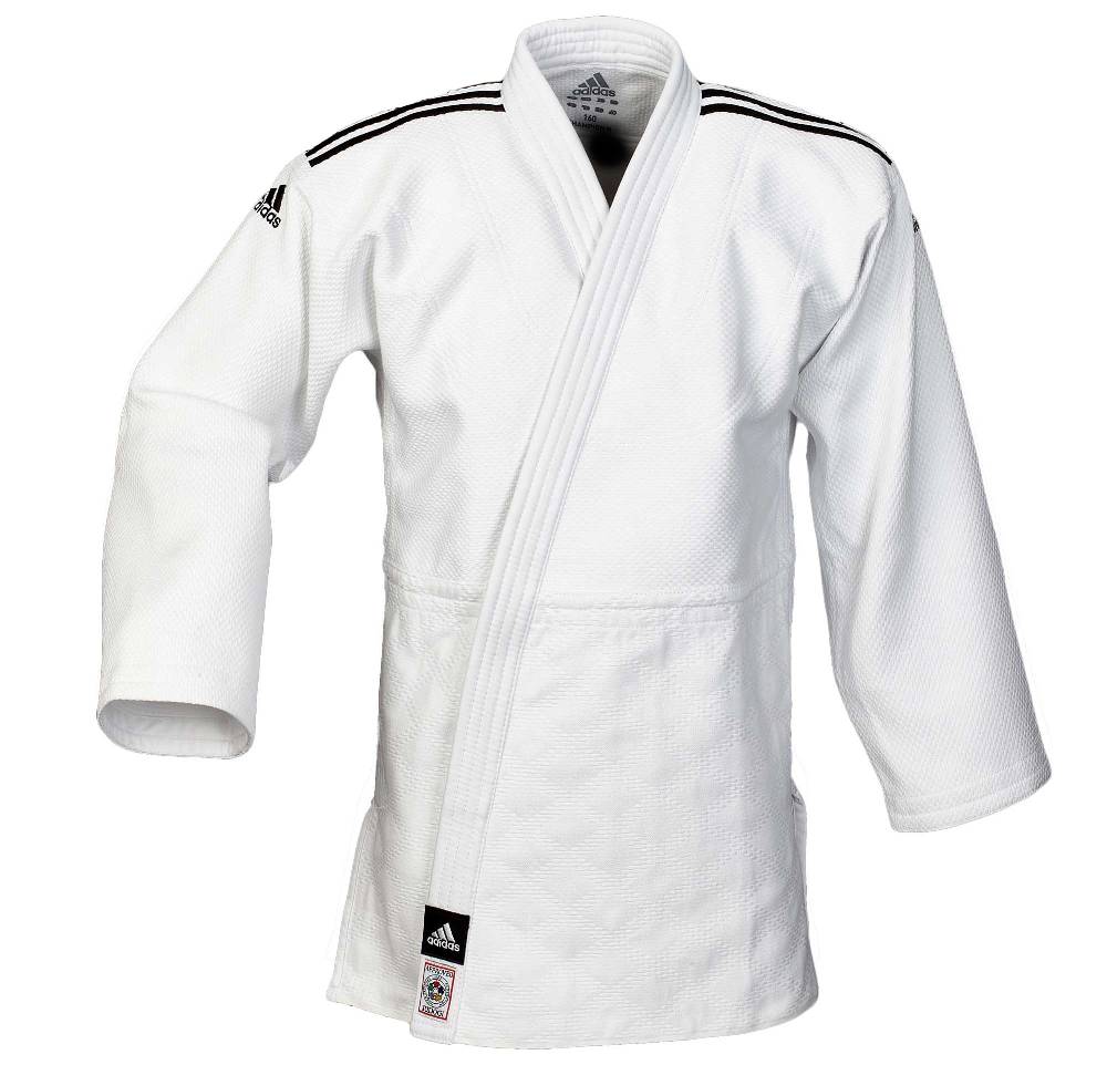 Ju Sports adidas Judoanzug CHAMPION II IJF slim cut, weiß/schwarze Streifen, JIJFS Auslauf