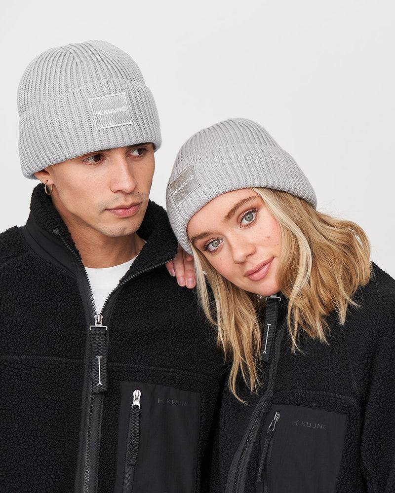 Kuuno Ribbed Cotton Beanie Soft Grey