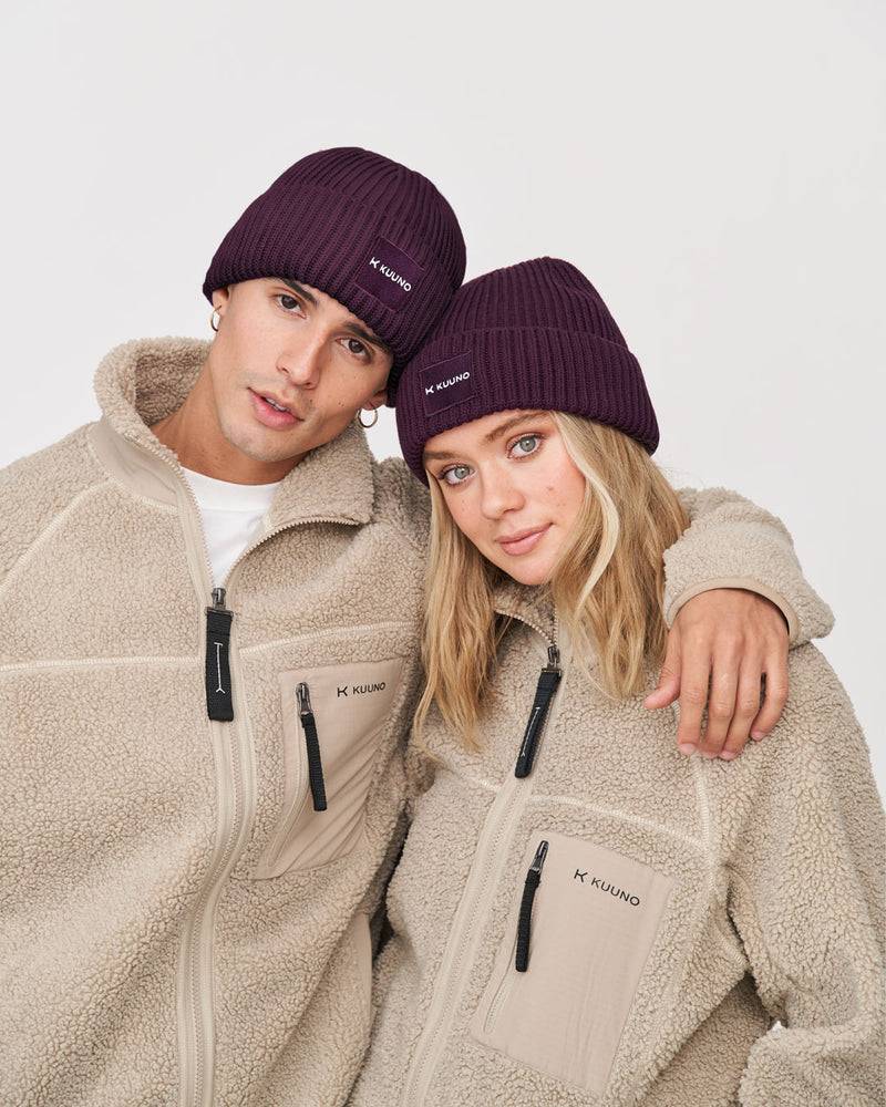 Kuuno Ribbed Cotton Beanie Dark Berry