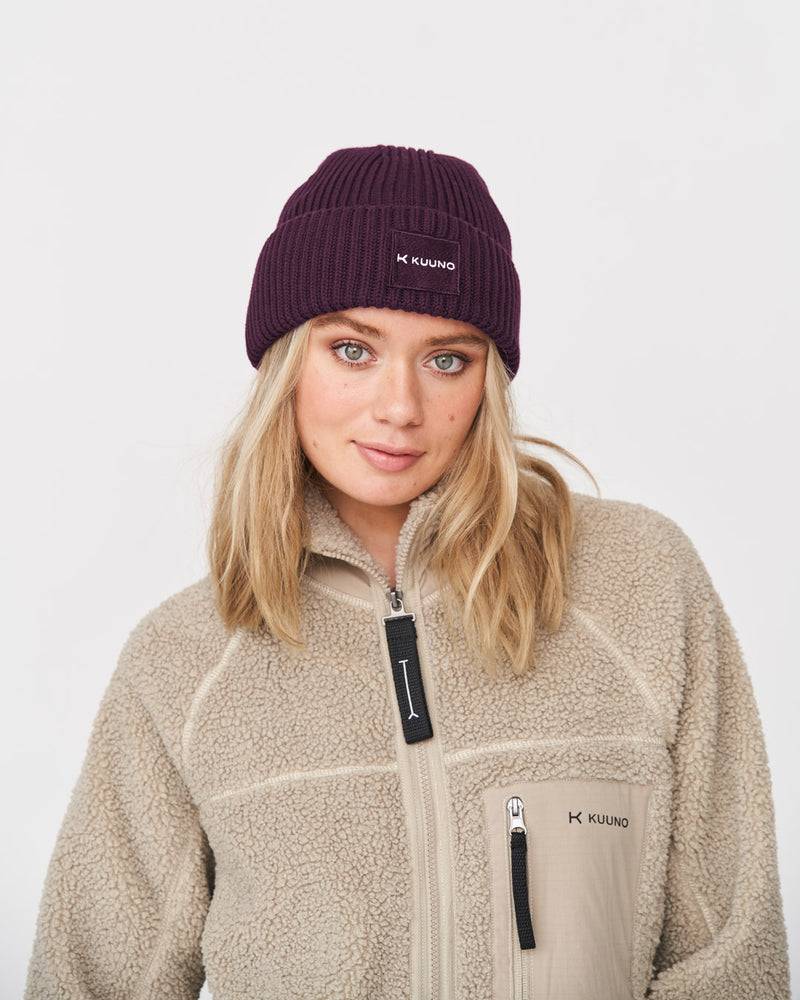 Kuuno Ribbed Cotton Beanie Dark Berry Günstiger Verkauf
