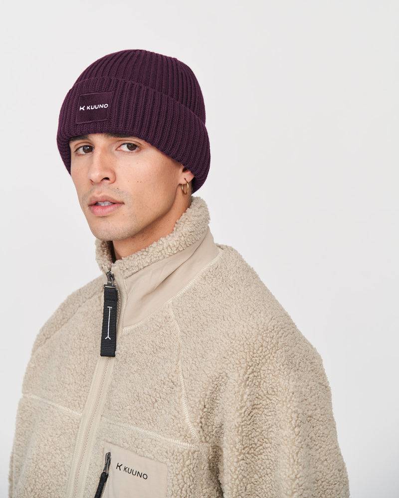 Kuuno Ribbed Cotton Beanie Dark Berry Günstiger Verkauf