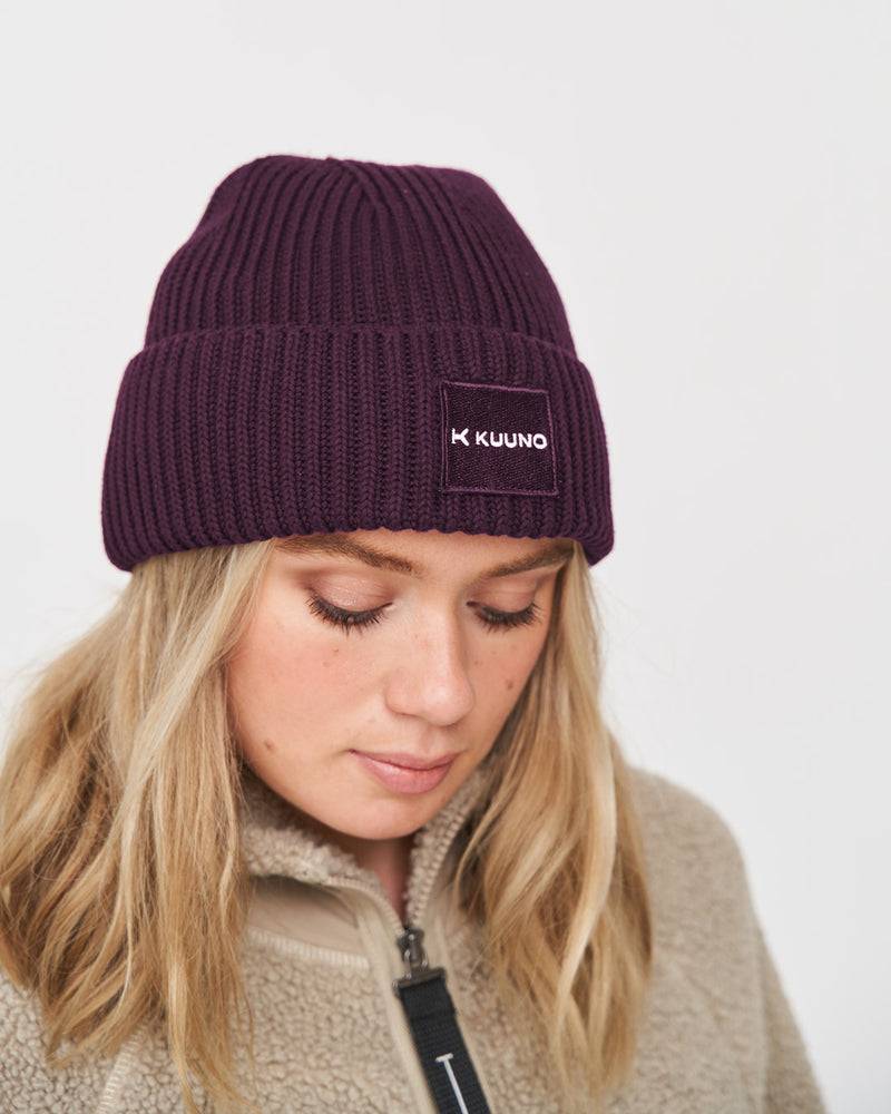 Kuuno Ribbed Cotton Beanie Dark Berry Günstiger Verkauf
