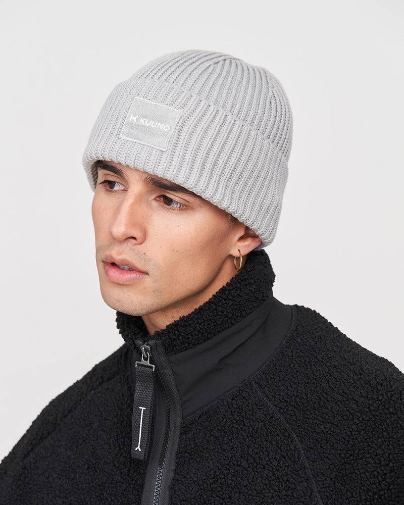 Kuuno Ribbed Cotton Beanie Soft Grey im Angebot