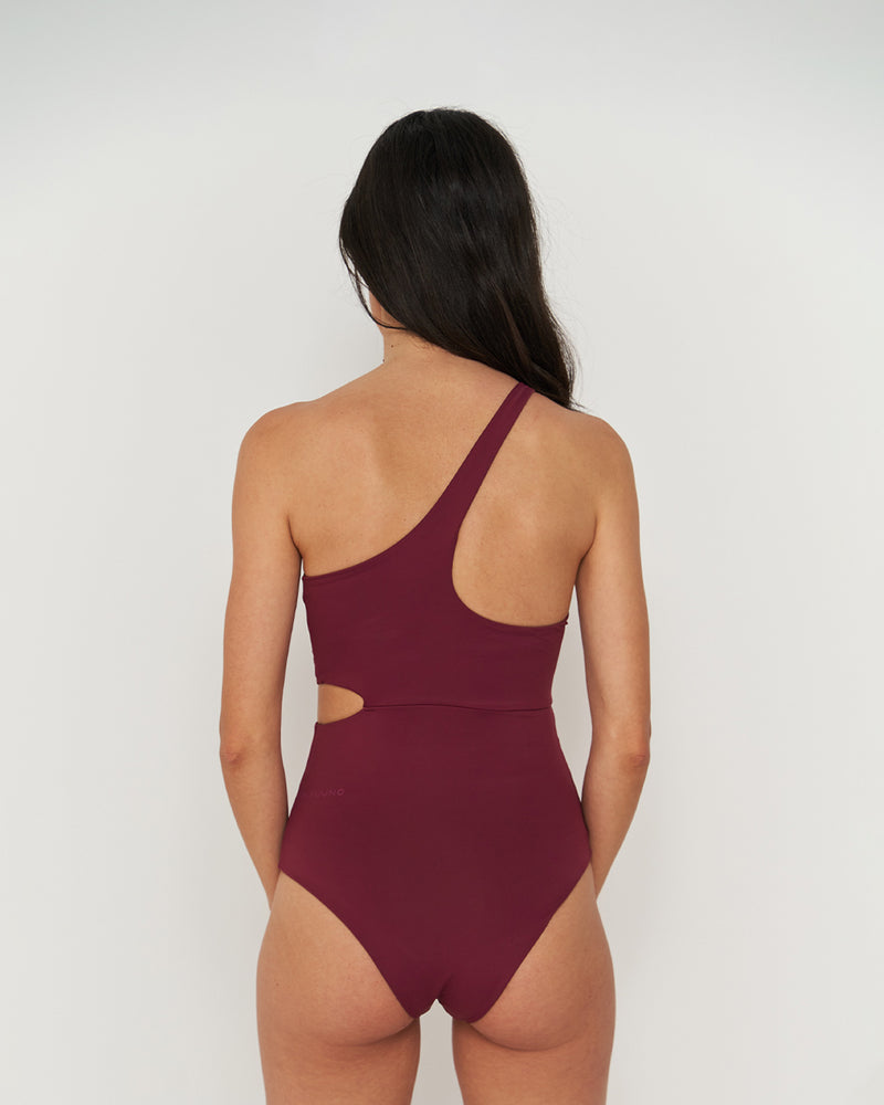 Kuuno Swimsuit One Shoulder Dark Berry Online
