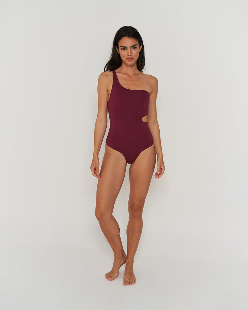 Kuuno Swimsuit One Shoulder Dark Berry Online