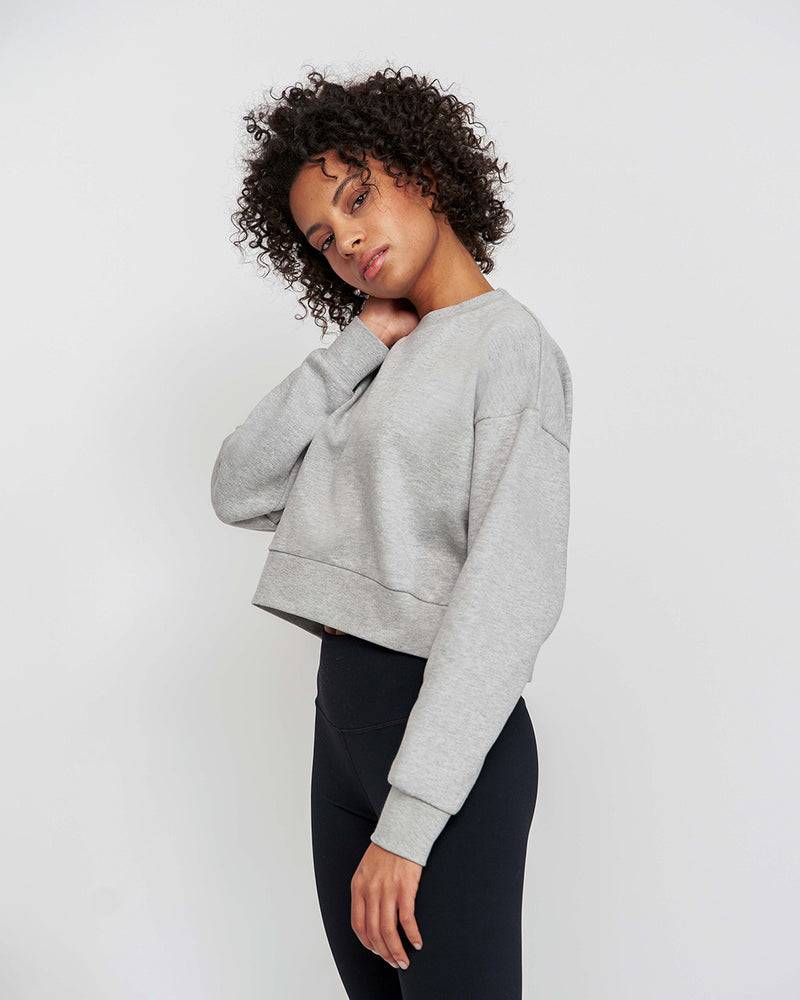 Kuuno Essential Cropped Sweater Light Grey Günstiger Verkauf