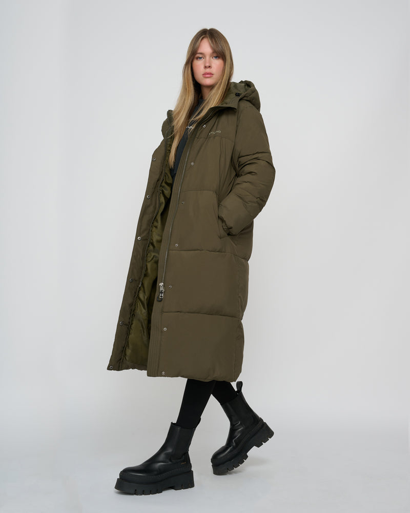 Kuuno Everyday Long Puffer Jacket Forest Green Outlet