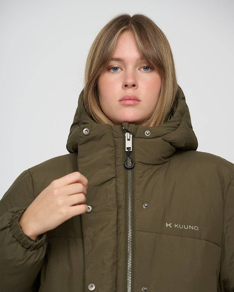 Kuuno Everyday Long Puffer Jacket Forest Green Outlet