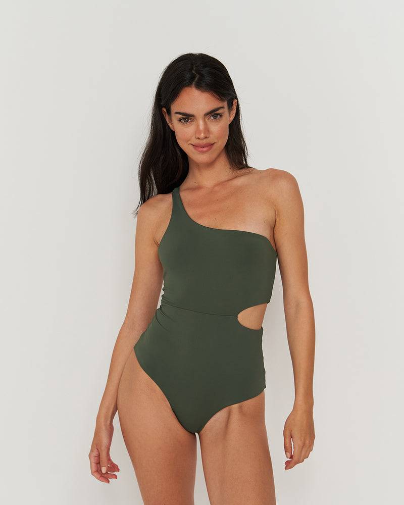 Kuuno Swimsuit One Shoulder Forest Green