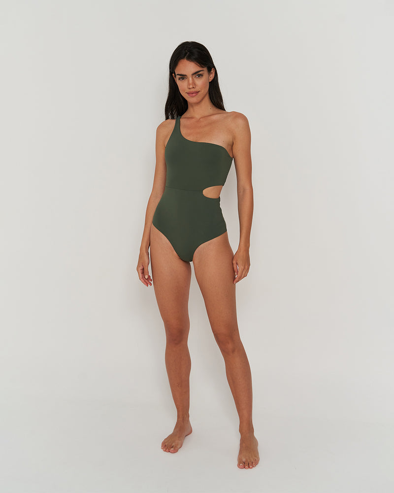 Kuuno Swimsuit One Shoulder Forest Green Saisonschlussverkauf