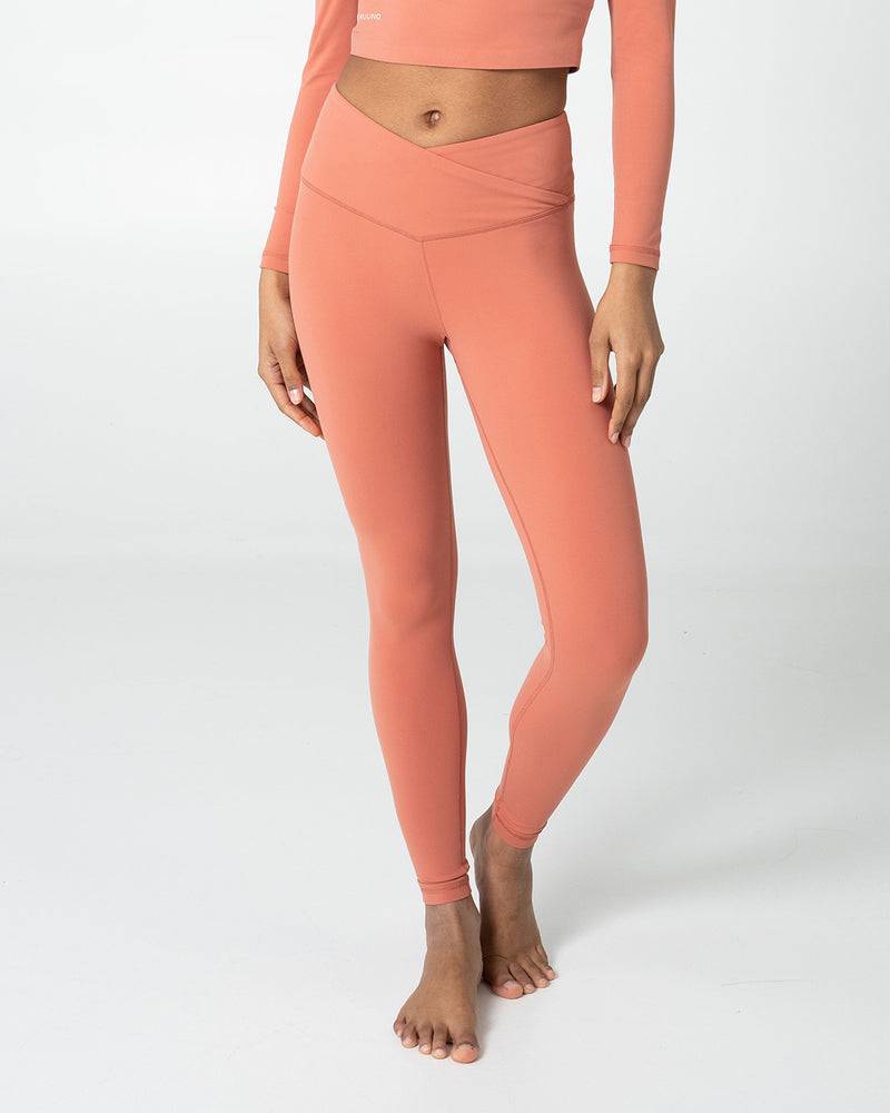 Kuuno Essential Crossover High Waist Tights Coral Pink Fabrikverkauf