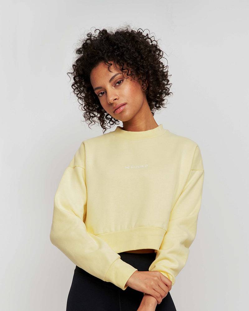 Kuuno Essential Cropped Sweater Pale Yellow Verkauf