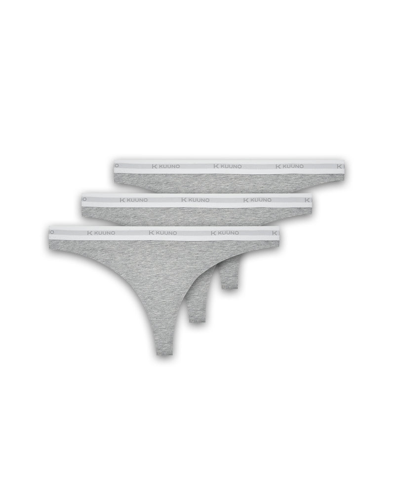 Kuuno 3er-Set Everyday High Cut Thong Light Grey