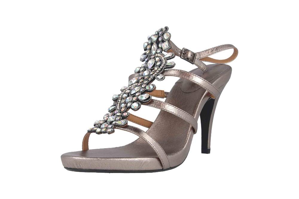 J.Reneé Metallic Nappa/Rhinestones Sandaletten in Übergrößen Taupe Evadine Taupe Metallic große Damenschuhe Hotsell