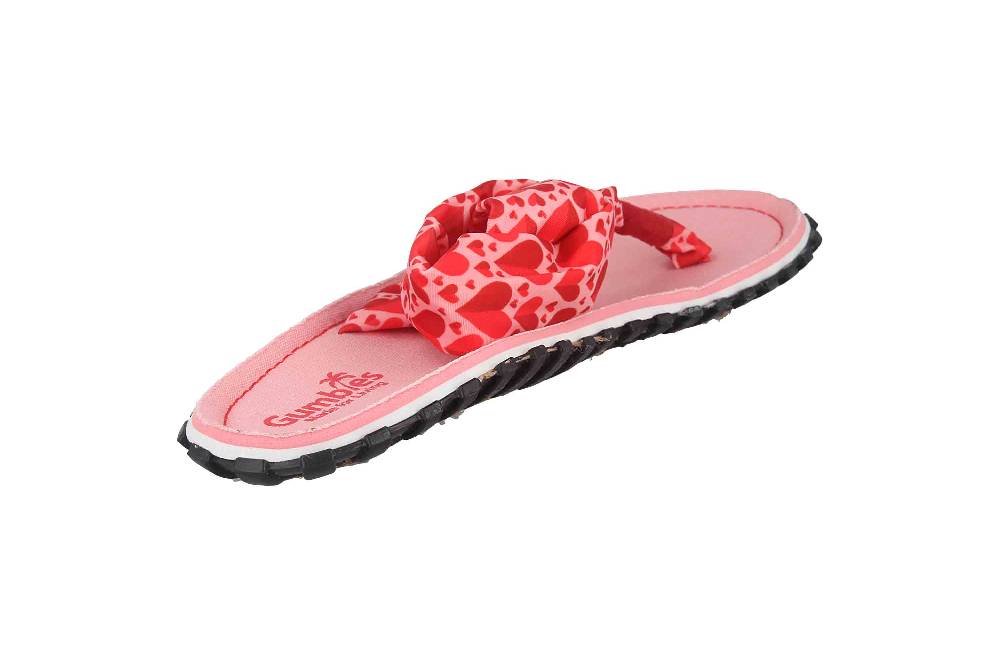 Gumbies Zehentrenner in Übergrößen Rosa 2609 Candy Hearts große Damenschuhe Auslauf