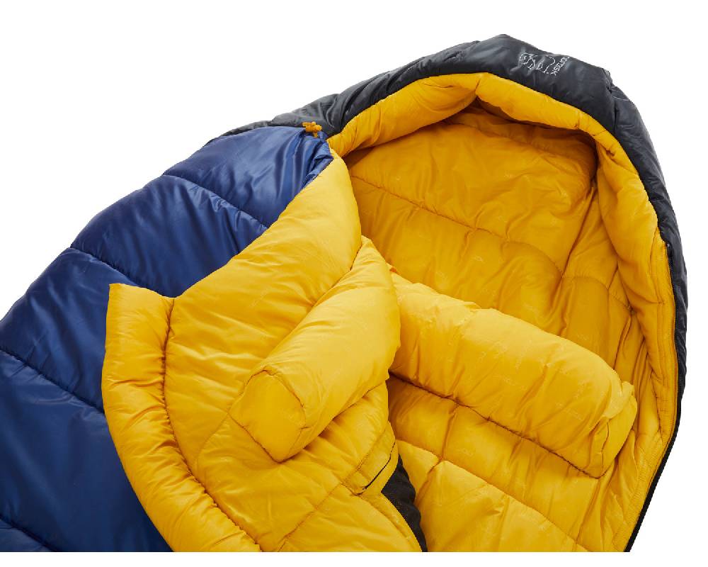 Nordisk Puk -10° Mummy| Kunstfaser True Navy/Mustard Yellow/Black Fabrikverkauf