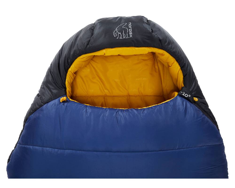 Nordisk Puk -10° Mummy| Kunstfaser True Navy/Mustard Yellow/Black Fabrikverkauf