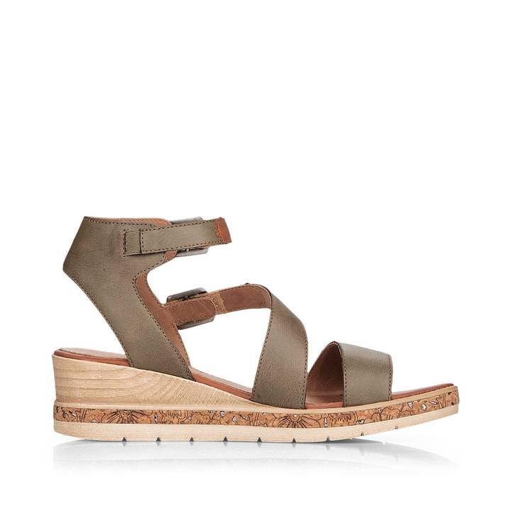Remonte Artikelnummer D3052-54 remonte Damen Keilsandaletten olivgrün-nussbraun Outlet