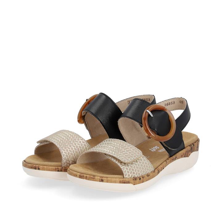 Remonte Artikelnummer R6853-02 remonte Damen Riemchensandalen stahlschwarz-goldbeige