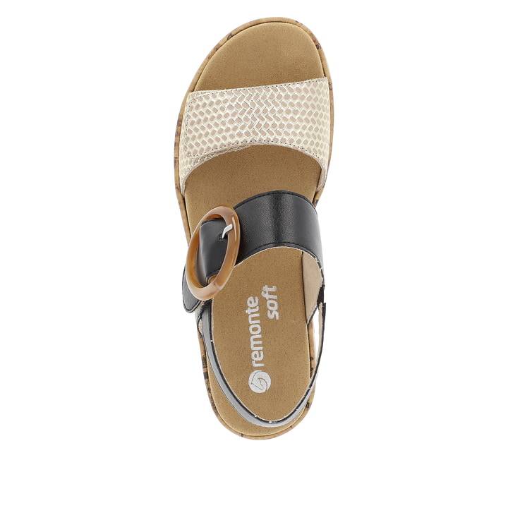 Remonte Artikelnummer R6853-02 remonte Damen Riemchensandalen stahlschwarz-goldbeige Hotsell