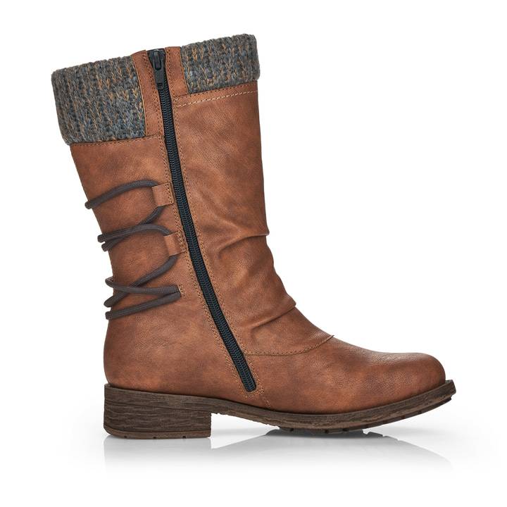 Remonte Artikelnummer D8070-25 remonte Damen Hochschaftstiefel kaffeebraun-dunkelgrau Sonderangebot der Fabrik