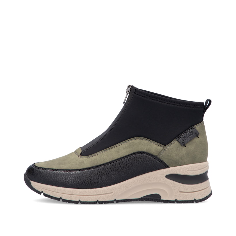 Rieker Artikelnummer N9362-54 Rieker Damen Slipper urbanschwarz-khaki