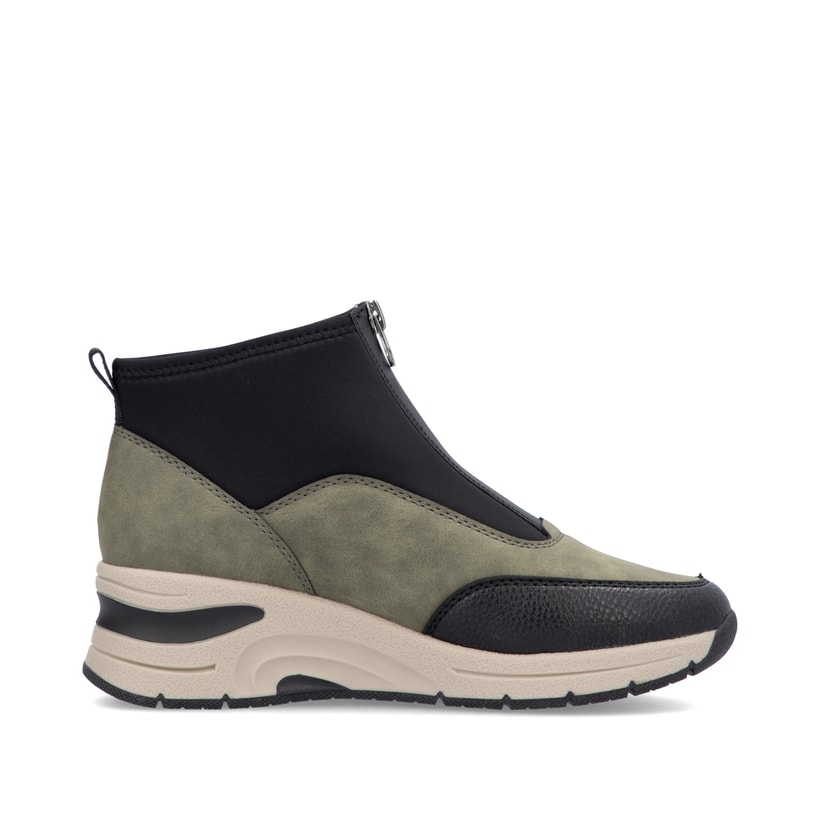 Rieker Artikelnummer N9362-54 Rieker Damen Slipper urbanschwarz-khaki Schlussverkauf