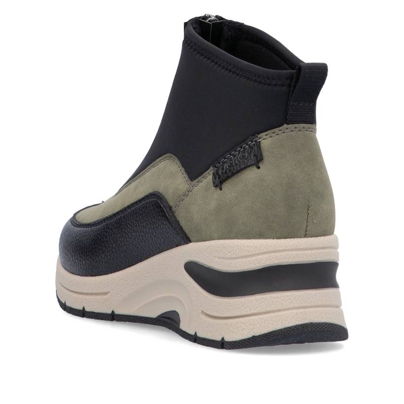 Rieker Artikelnummer N9362-54 Rieker Damen Slipper urbanschwarz-khaki Schlussverkauf
