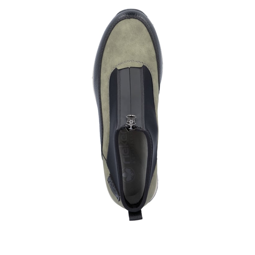 Rieker Artikelnummer N9362-54 Rieker Damen Slipper urbanschwarz-khaki Schlussverkauf