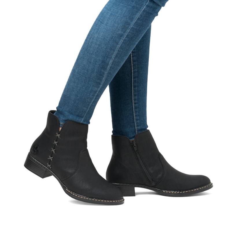 Rieker Artikelnummer 73475-00 Rieker Damen Stiefeletten graphitschwarz Fabrikverkauf