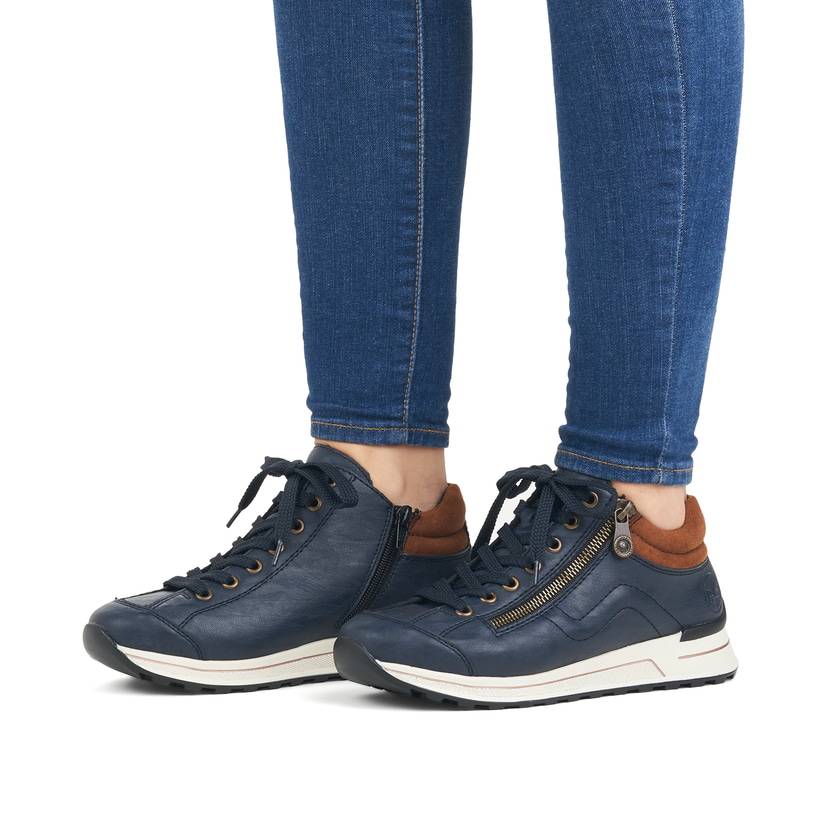 Rieker Artikelnummer N1400-14 Rieker Damen Sneaker Low pazifikblau-braun Fabrikverkauf