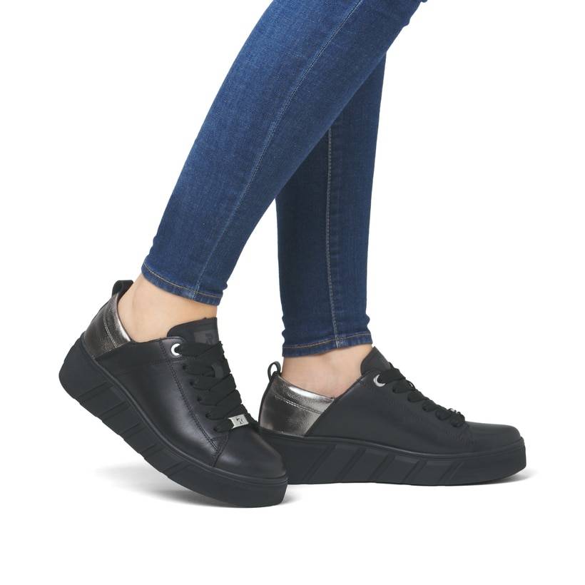 Rieker Artikelnummer W0502-03 Rieker Damen Sneaker Low mattschwarz-silber Angebote