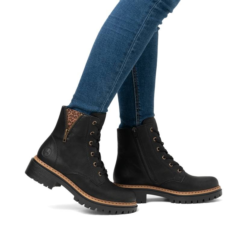 Rieker Artikelnummer 72617-00 Rieker Damen Biker Boots nachtschwarz Schlussverkauf