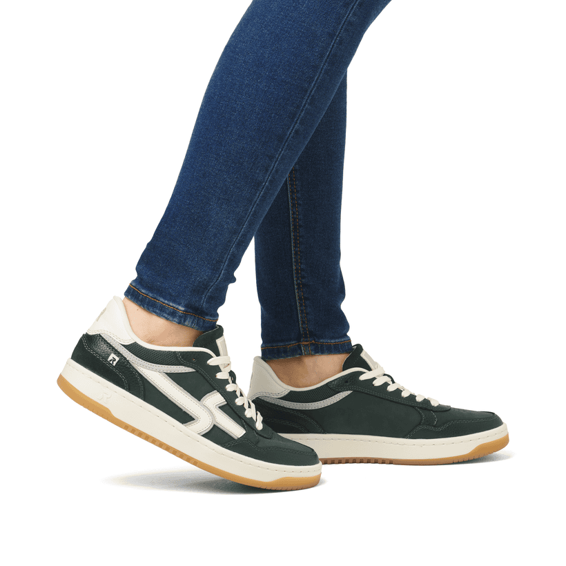Rieker Artikelnummer W1900-54 Rieker Damen Sneaker Low waldgrün-weiß Auslauf