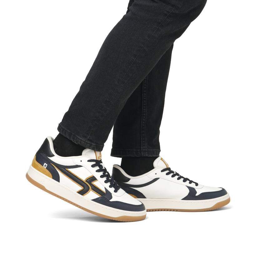 Rieker Artikelnummer U1900-81 Rieker Herren Sneaker Low cremeweiß-schwarz Fabrikverkauf