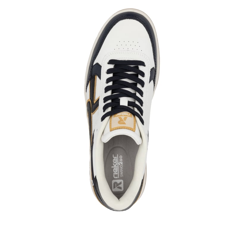 Rieker Artikelnummer U1900-81 Rieker Herren Sneaker Low cremeweiß-schwarz Fabrikverkauf