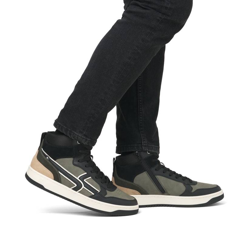 Rieker Artikelnummer U1970-01 Rieker Herren Sneaker High khaki-schwarz Meist gekauft