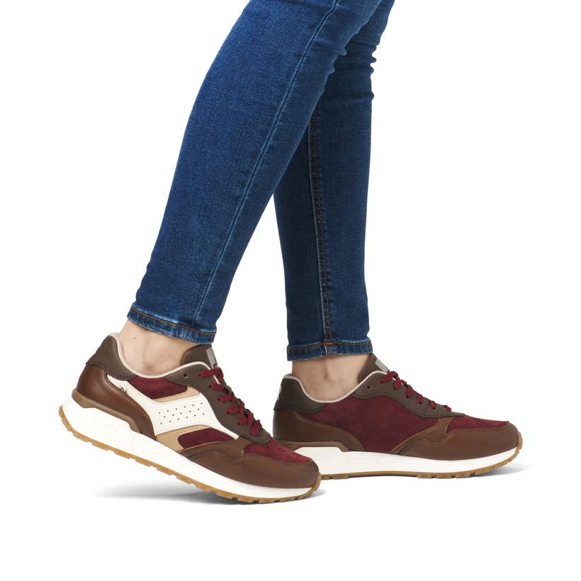 Rieker Artikelnummer W0607-35 Rieker Damen Sneaker Low zimtbraun-rubinrot Fabrikverkauf