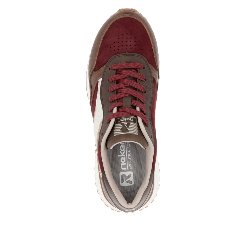 Rieker Artikelnummer W0607-35 Rieker Damen Sneaker Low zimtbraun-rubinrot Fabrikverkauf