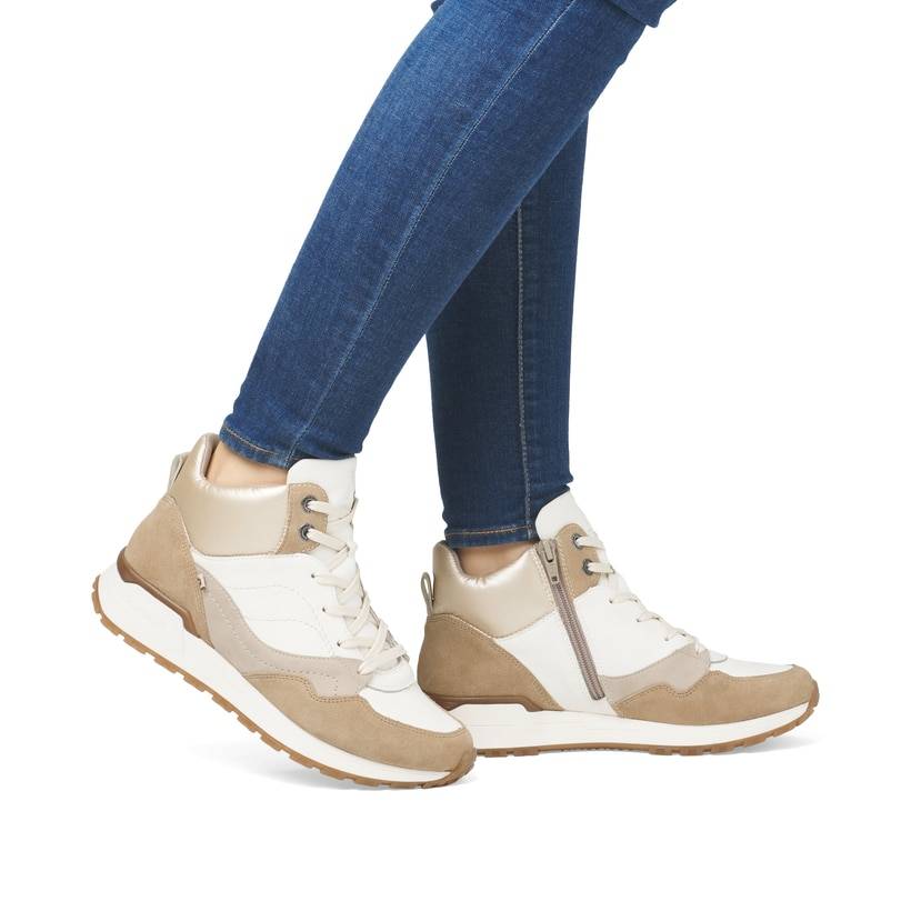 Rieker Artikelnummer W0672-80 Rieker Damen Sneaker High weiß-beige Fabrikladen